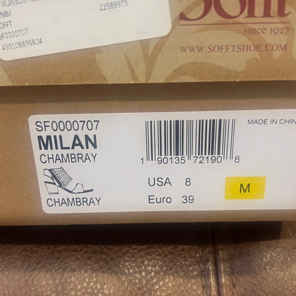 NEW IN BOX Sofft Milan Chambray Heeled Sandals size 8 - Picture 7 of 7